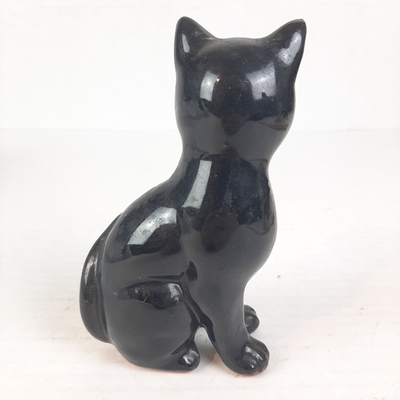 🔥Redware Black Cat Green Rhinestone Eyes 5½" Tall Figurine Halloween Decor - Picture 4 of 6